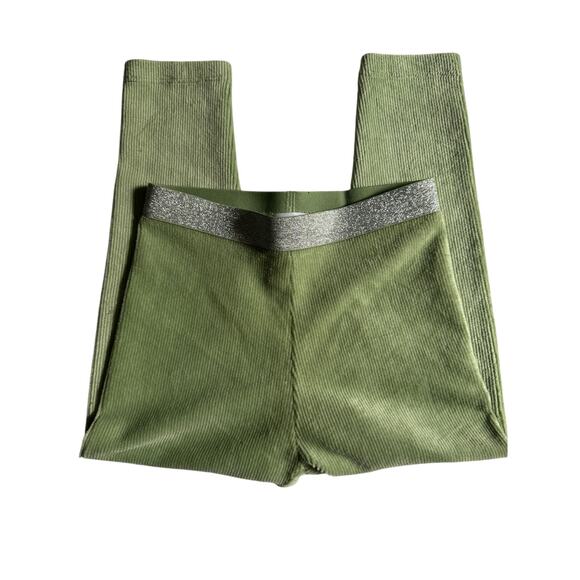 Epic Threads NWT 3T pull on mineral green ribbed velour leggings w/sparkle waist - Picture 3 of 13